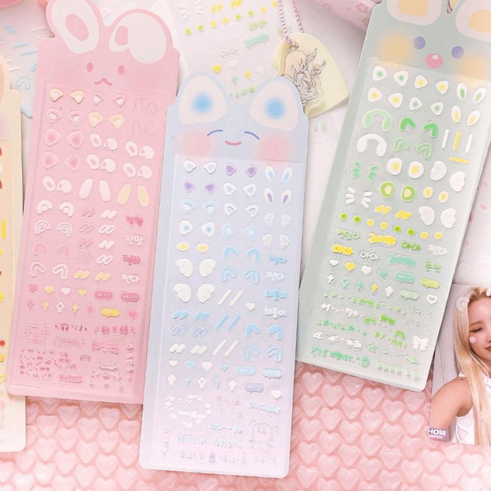 Kawaii DIY Декор Наклейки PET Детские Игрушки Наклейки Корейские Кроличьи Уши Румяна Наклейка Подарок
