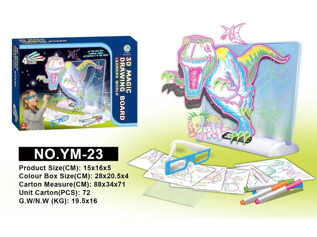 3D LED Fluorescent Children's Drawing Board – Multifunctional Early Education Luminous Toy