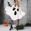 Women Ghost Costume for Adult Halloween Ghost Poncho Cloak White Ghost Hooded Cape Cosplay Party Outfit