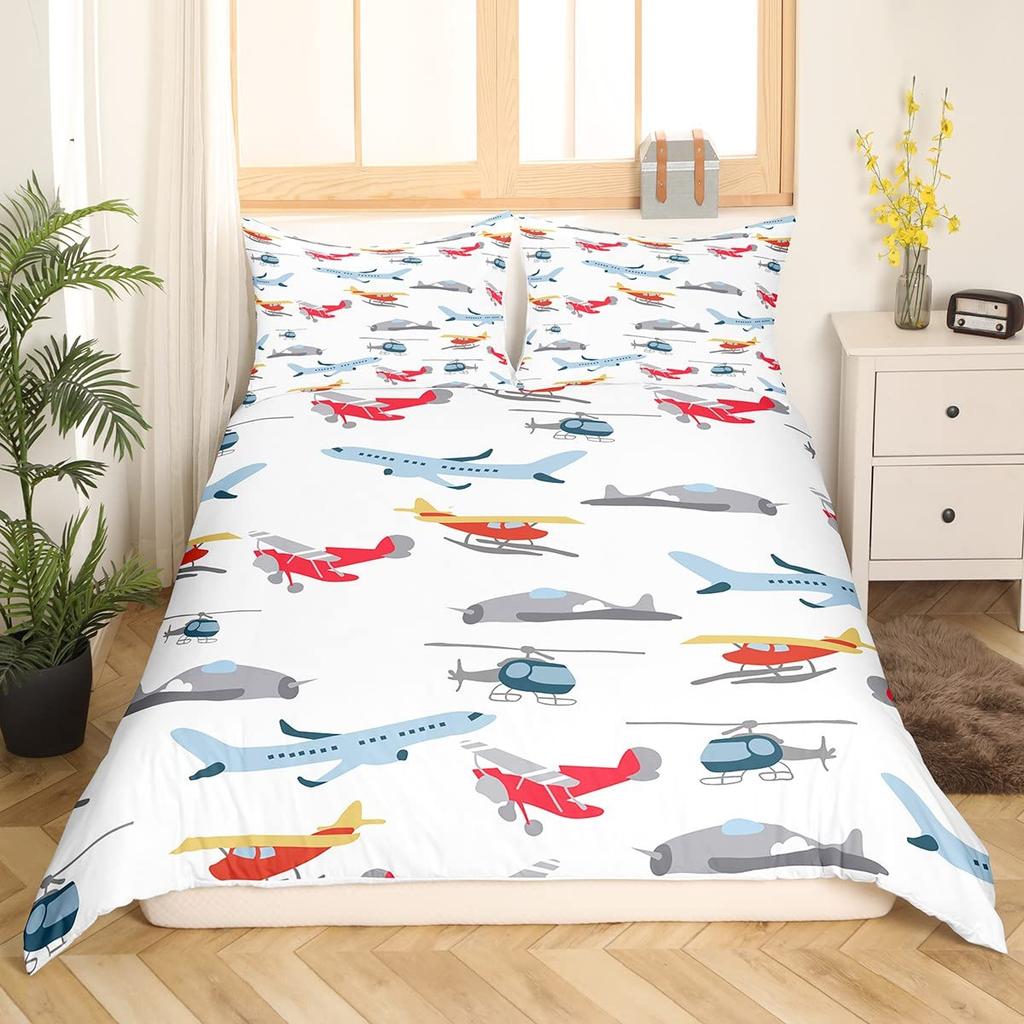 Комплекты пододеяльников для самолетов размера Queen King, комплект постельного белья с рисунком самолета для детей, мальчиков, девочек, авиационная тематика, пододеяльник