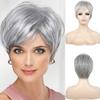 Женский парик Ombre серебристо-серого цвета с челкой, короткие натуральные прямые синтетические парики для женщин, парик из искусственных волос, термостойкий парик