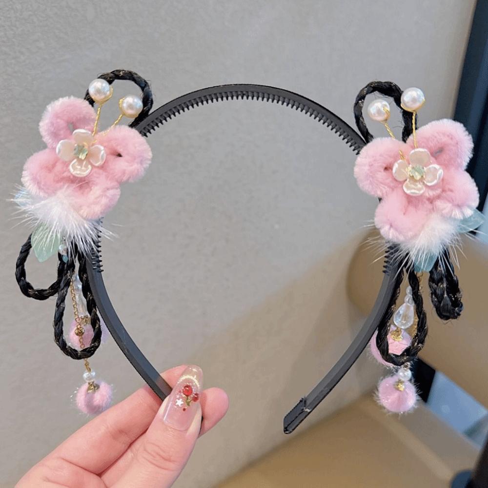 Головной убор на китайский Новый год «Бабочка», головной убор с цветком для ханьфу, милый детский парик-повязка для девочек