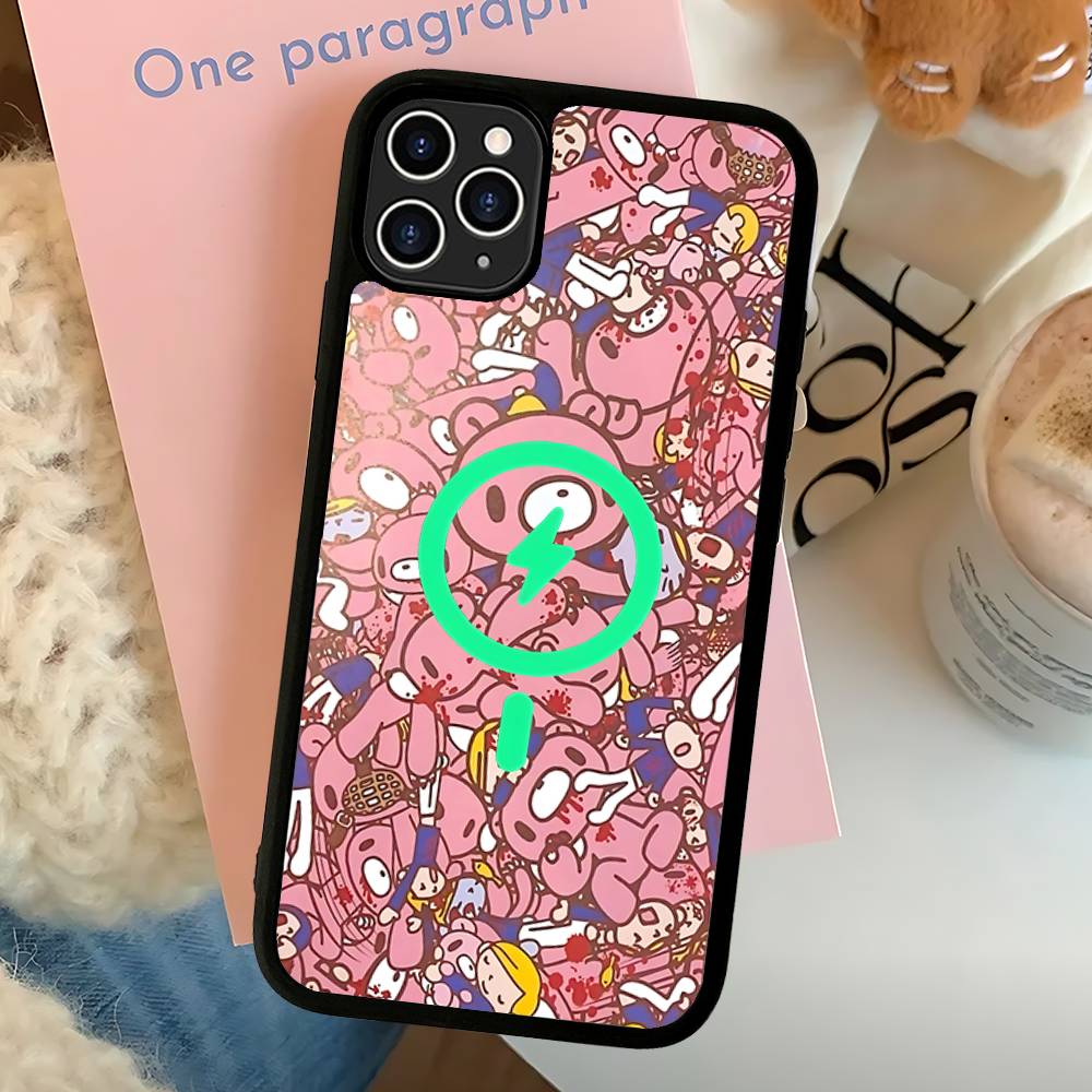 Cartoon G-gloomy Bear Phone Case For IPhone 16 15 14 13 12 11 17 Pro Max Plus Magnetic Wireless Cover