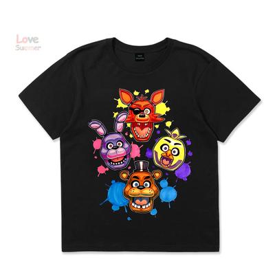 Детская футболка унисекс FNAF At Freddys для мальчиков и девочек Повседневная с круглым вырезом с коротким рукавом Эластичный крой Идеально подходит для повседневной носки детьми