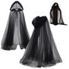Костюм для косплея призрака на Хэллоуин, плащ, взрослый, с капюшоном, на шнуровке, в полный рост, прозрачная накидка с капюшоном большого размера