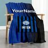Inter Milan Customize Text Blanket Cozy Customizable Blanket Ultra-Soft Suitable for Nap Office Livingroom Office Chair All-Season Use