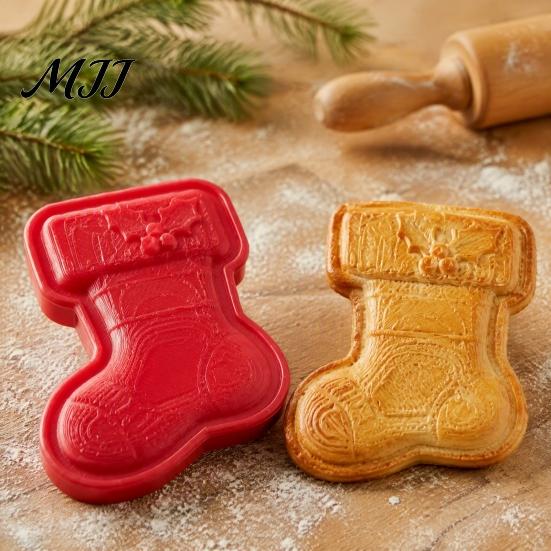 Festive Pattern Embosser Christmas Mini Pie Mold, Plastic Hand Press Kitchen Gadget for Cookies Durable Decorative Bakeware Pastries And Fondant Tool