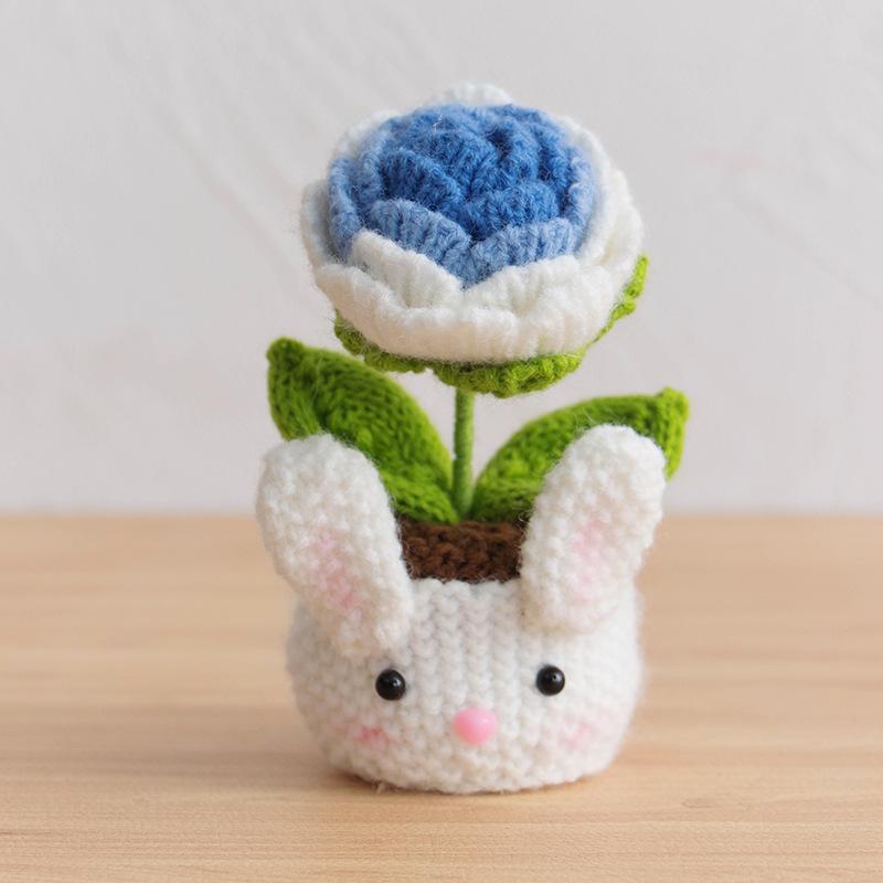 New Animal Crochet Flower Pot Cute Handwoven Flowers Knitting Flower Bookshelf Car Decoration Friends Gifts