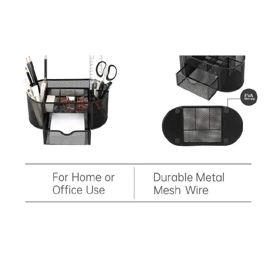 Mesh Desk Organizer Sturdy Metal Pen Stand Student Stationery Office Supplies