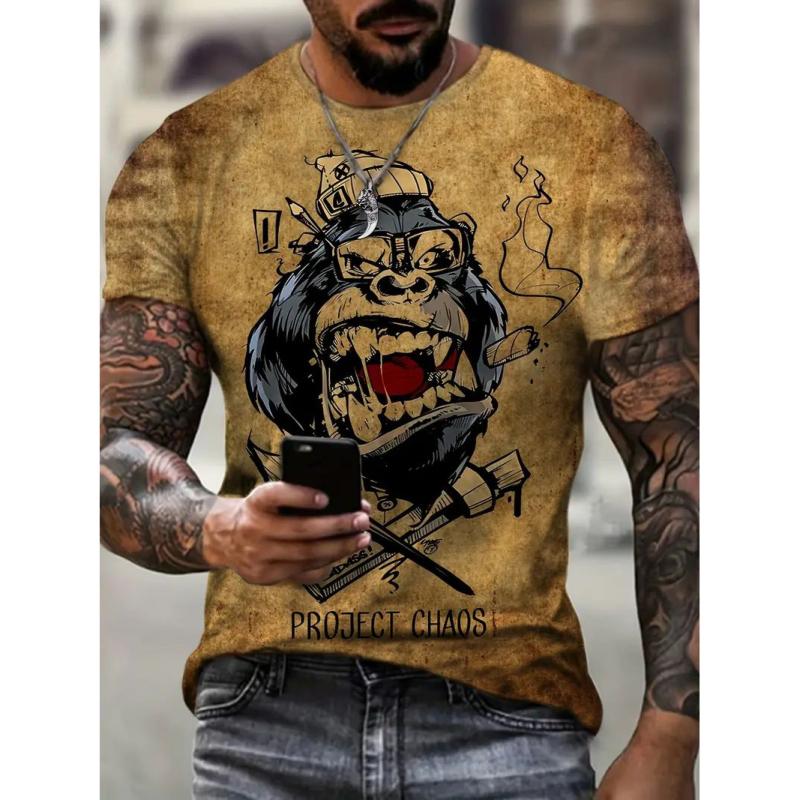 Men's T Shirt Summer Casual Short Sleeve Cartoon Print Funny Animal T-Shirts Fashion Streetwear Male Pullover Oversized Clothing