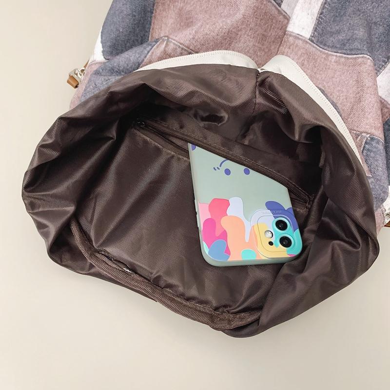 Джинсовый женский рюкзак с цветными блоками, мужские клетчатые рюкзаки, большая вместительная сумка на плечо, студенческая школьная сумка