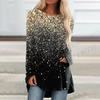 Spring and Autumn Round Neck Gradient Glitter Pattern 3D Printed Top Fashionable Casual Long Sleeved Women's T-shirts