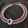 High Luxury Heavy Industry Design Full Drill Chinese Red Ruby Necklace Suitable For Women's Wedding Party High-end Jewelry