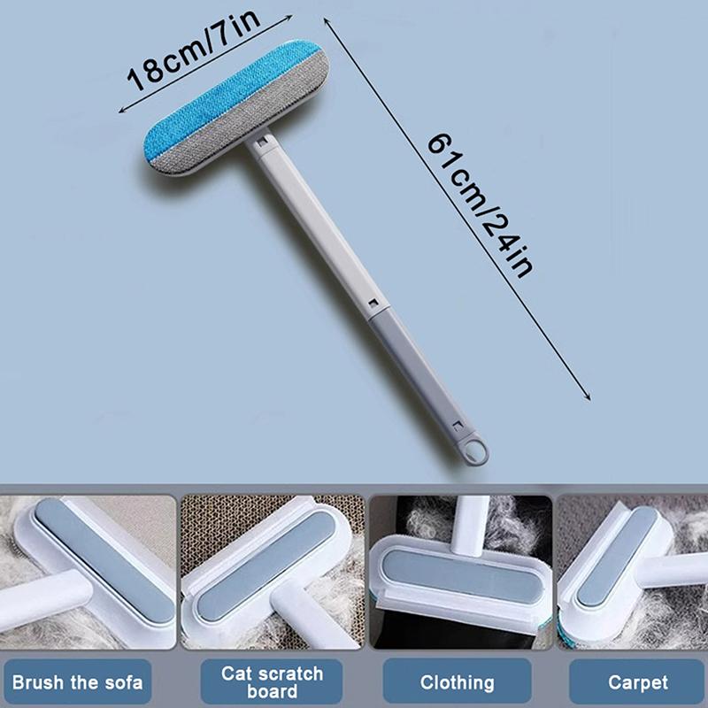 Pet Hair Remover 4 In 1- Reusable Long Handle Dog Hair Remover Brush, Washable Lint Cleaner For Dog And Cat Hair