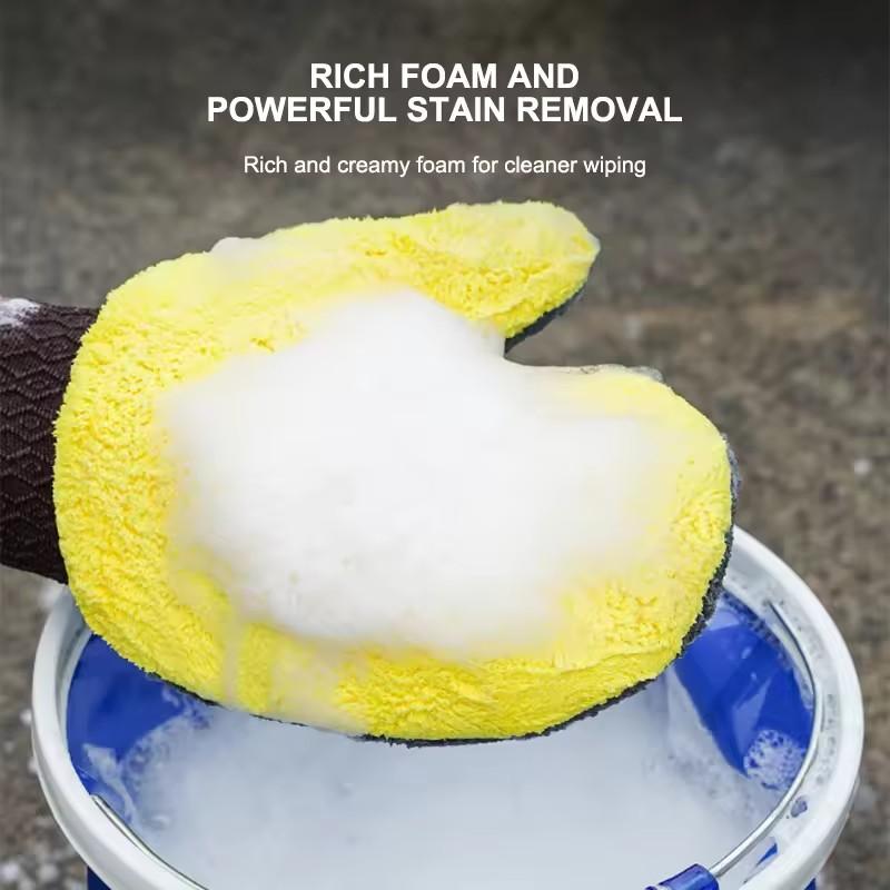 Перчатки для мытья автомобиля из микрофибры, двухсторонние, утолщенные, из кораллового флиса, перчатки для чистки, средство для ухода за автомобилем