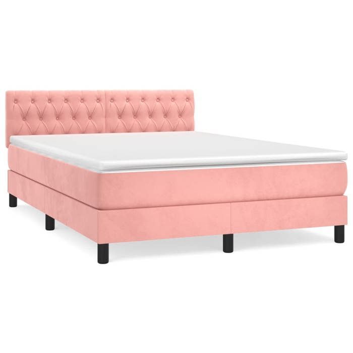 Maison Exclusive - Sommier à lattes de lit avec matelas Rose 140x190 cm Velours