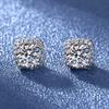 Square Bag Micro-diamond One-carat Imitation Moissanite Stud Earrings for Women's Simple and High-end Fashion Korean Version Jewelry Earrings Earrings