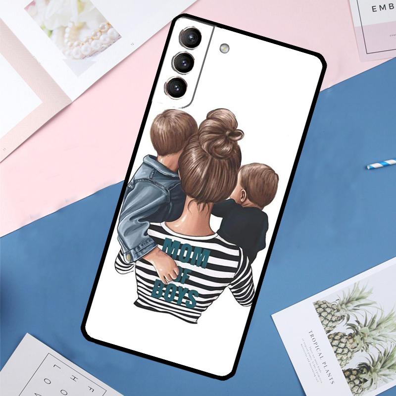 Мама Дочь Девочка Сын Папа Чехол Для Samsung Galaxy S23 S22 S24 Ultra Note 20 S20 S21 FE S9 S10 Note 10 Plus Задняя Крышка