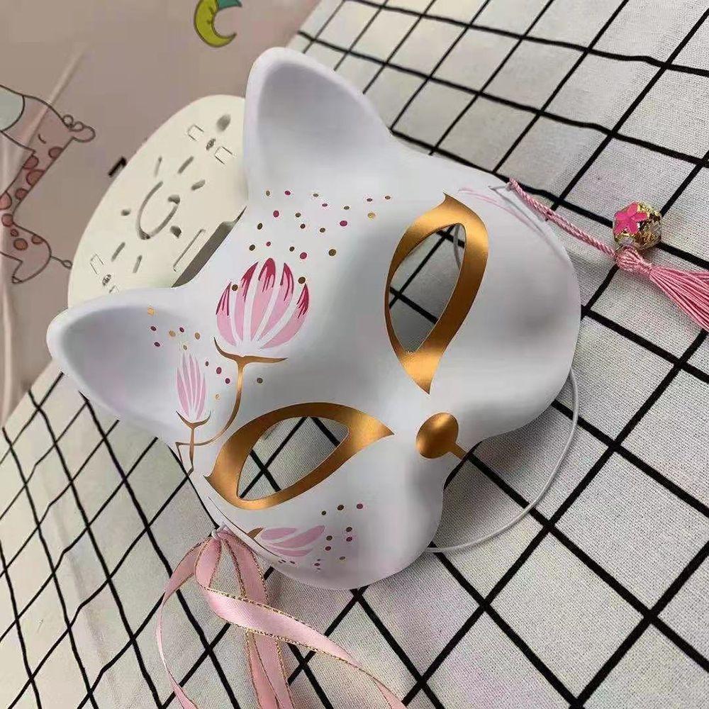 Реквизит Половина лица с колокольчиками Маски Кицунэ Светящиеся маски Костюм Вечеринка Маска Кошка Маска Косплей Реквизит