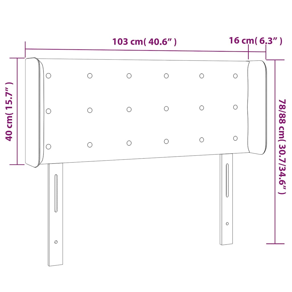 vidaXL LED Kopfteil Hellgrau 103x16x78/88 cm Samt