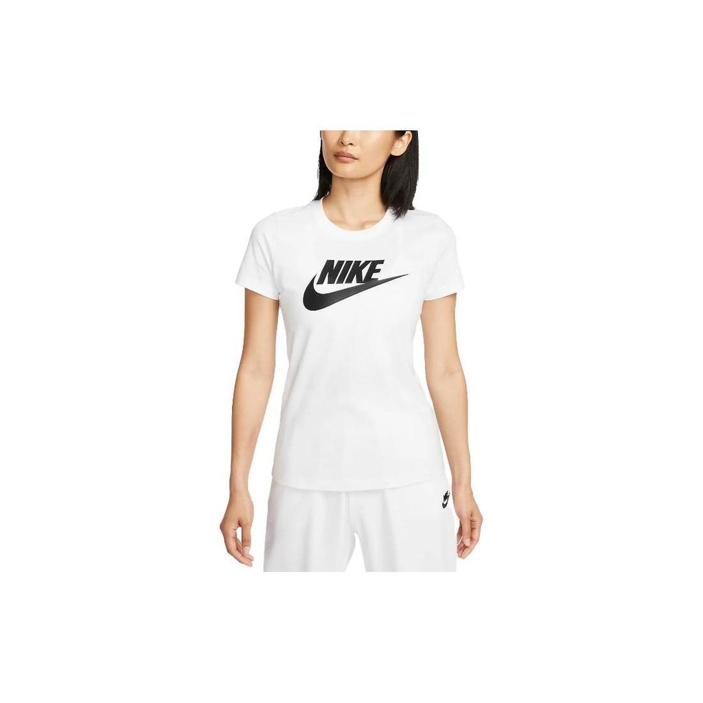 Nike Sportswear Essentials Letter Logo Crew Neck T-Shirt Women Tops White DV6095-100