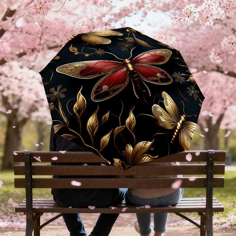 1PC Butterfly Dragonfly Umbrella-8-Rib Reinforced, Automatic Open, Lightweight & Durable, Cute Fashion Accessory for Outdoor-T368