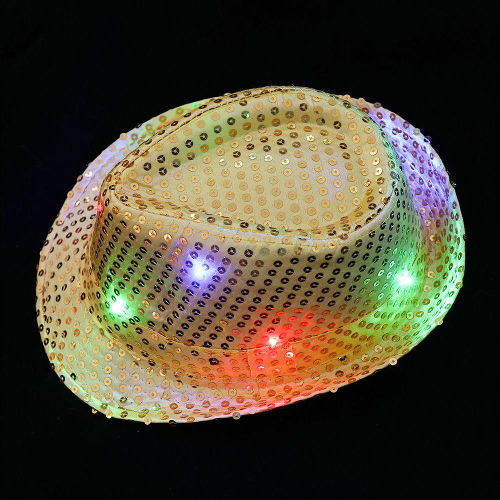 Новое модное платье для танцевальной вечеринки со светодиодной вспышкой Fedora Trilby Sequin Panama Cap Jazz Hat
