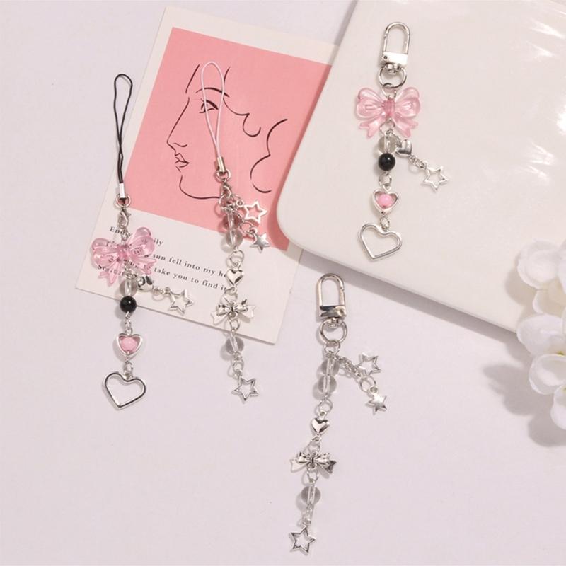 Eye Catching Heart Bear Key Chain Pendant Butterfly Knot Key Rings for Phones