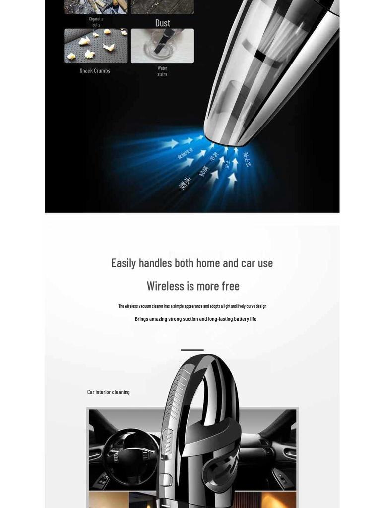 High-Power 120W Wireless Handheld Vacuum Cleaner for Car & Home - Rechargeable, Dry/Wet Large Suction
