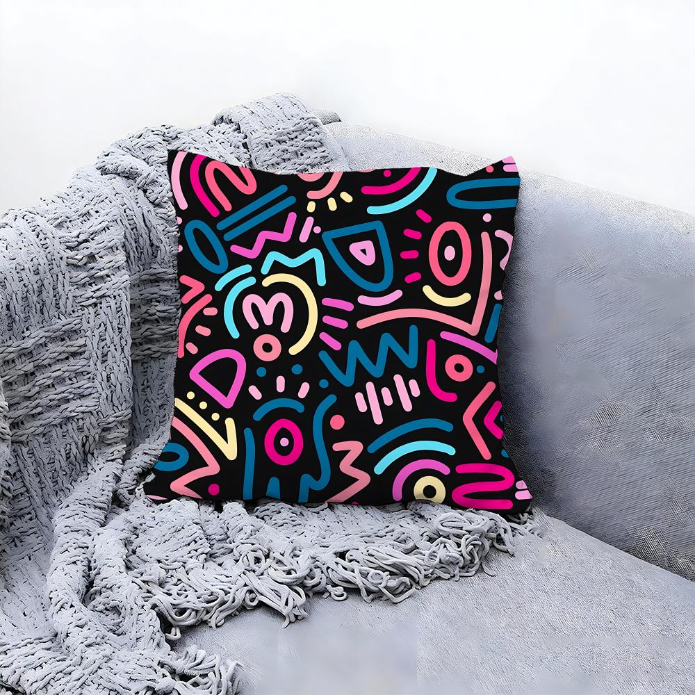 trendy color block splicing Cushion Cover Premium Comfort Reversible Pillow Cove Two in One Design for Any Room  Car Interior