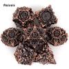 7 Pcs Copper Black Lotus Flower Metal Dice Solid Metal Polyhedral Dice Set Suitable for Role-Playing RPG Board Game Card Game