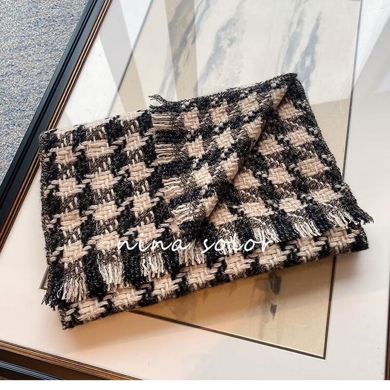NINA SOLOR Cashmere Houndstooth Scarf Shawl