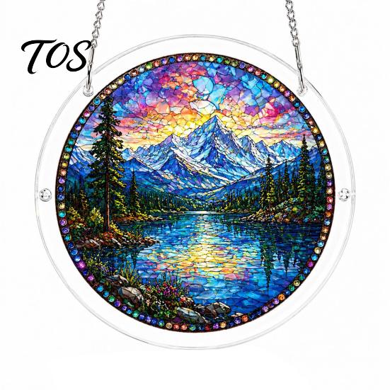 Stained Glass Effect Ornament Acrylic Puzzle Suncatcher, Colorful Window Hanging Ornament, 7.87 Inch Sun Decorative Pendant Catcher Decoration, Ideal