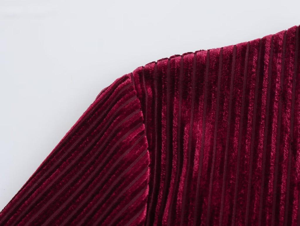 2025 Spring Women's European-American Velvet Knot Dress with Lining