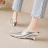 Fashion Women Shoes Genuine Leather Square Toe 2025 Summer Women Sandals Solid Modern Sandals for Women Chunky Heel Women's Mules Shoes