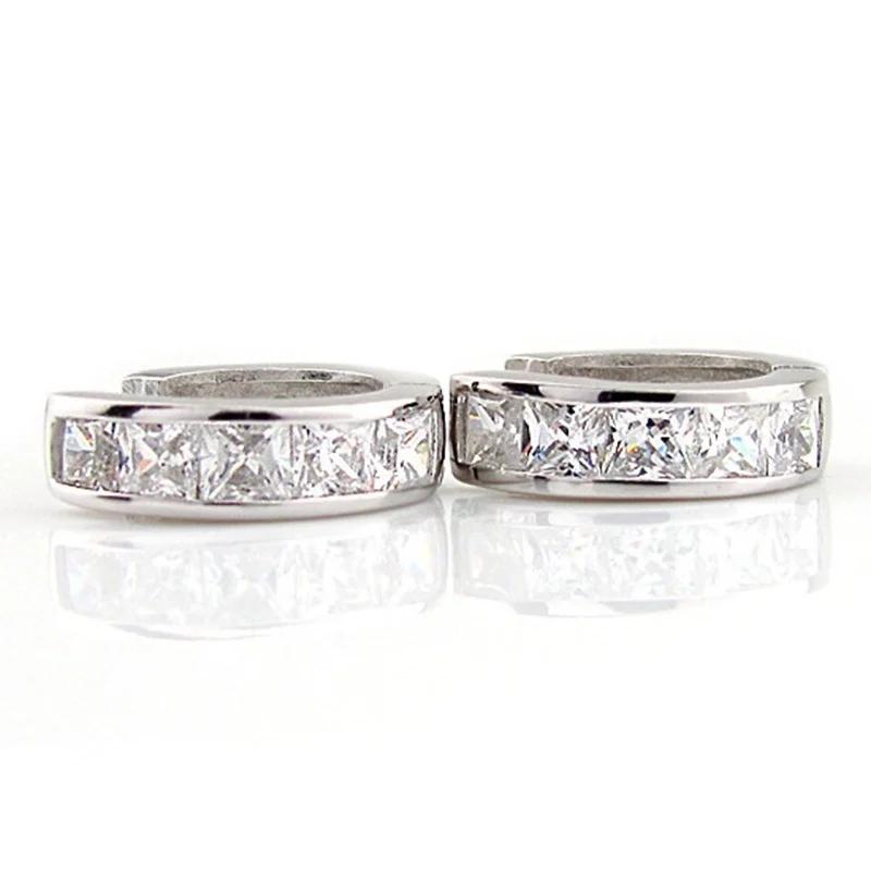 Цирконий высшего качества, роскошный романтический подарок на свадьбу, одна пара мужских позолоченных круглых серег-колец со стразами