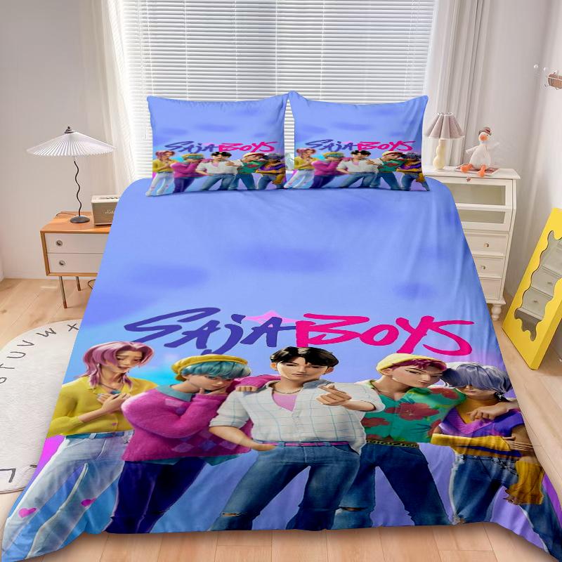Постельные комплекты K-Pop Demon Hunters EU односпальный Одеяло Покрывало Пододеяльник Наволочка Комплекты из 2-3 предметов Детский Взрослый размер