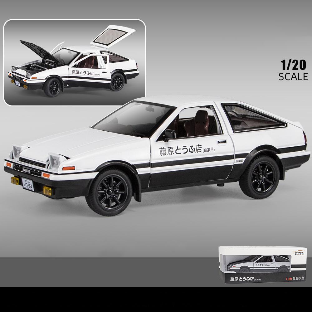 1:20 Toyota AE86 Начальная модель автомобиля D, игрушечный автомобиль из цинкового сплава со звуком и светом для детей, подарок для мальчиков и девочек