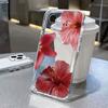 Чехол на весь экран с красным цветком для iPhone 16 15 14 13 12 11 Pro Max XR XS MAX 7 8 PLUS MINI INS Прозрачный противоударный чехол