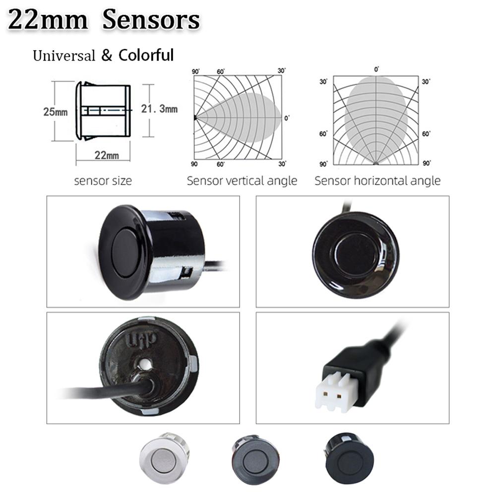 Комплект датчиков парковки автомобиля, 4 датчика, 22 мм, светодиодный экран, радар заднего хода, система звукового оповещения, 3 цвета