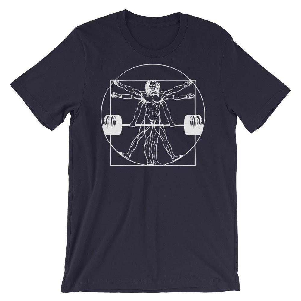Vitruvian Barbell Unisex Gift for Bodybuilding Weightlifting Powerlifting Crossfit WOD Fitness Workout Unisex Gym TShirt