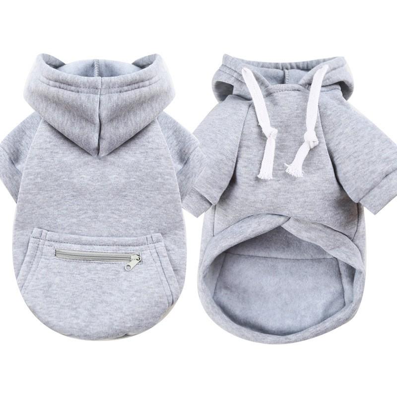 Winter Pet Hoodie With Zipper Pocket Medium Large Dogs Small Cats Teddy French Bulldog