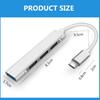 Mini USB-C Dock 4 Port OTG Adapter Splitter USB 3.0 HUB USB Type-C Hub USB Expander