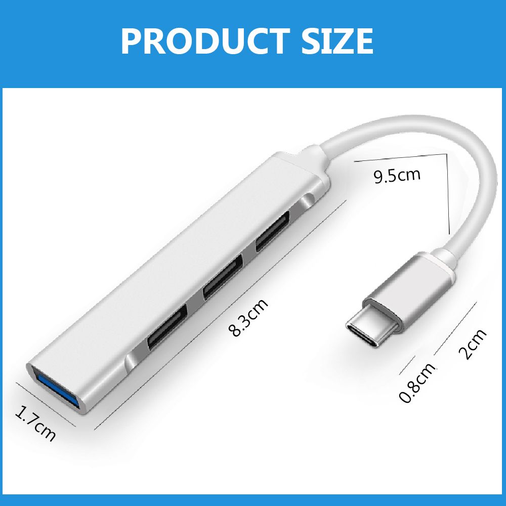 Mini USB-C Dock 4 Port OTG Adapter Splitter USB 3.0 HUB USB Type-C Hub USB Expander