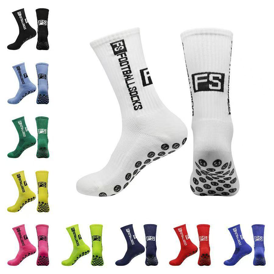 Solid Color Non-Slip Football Socks - Unisex, Shock-Absorbing, Mid-Calf, Breathable, Wear-Resistant Sports Socks with Towel Bottom Grip.
