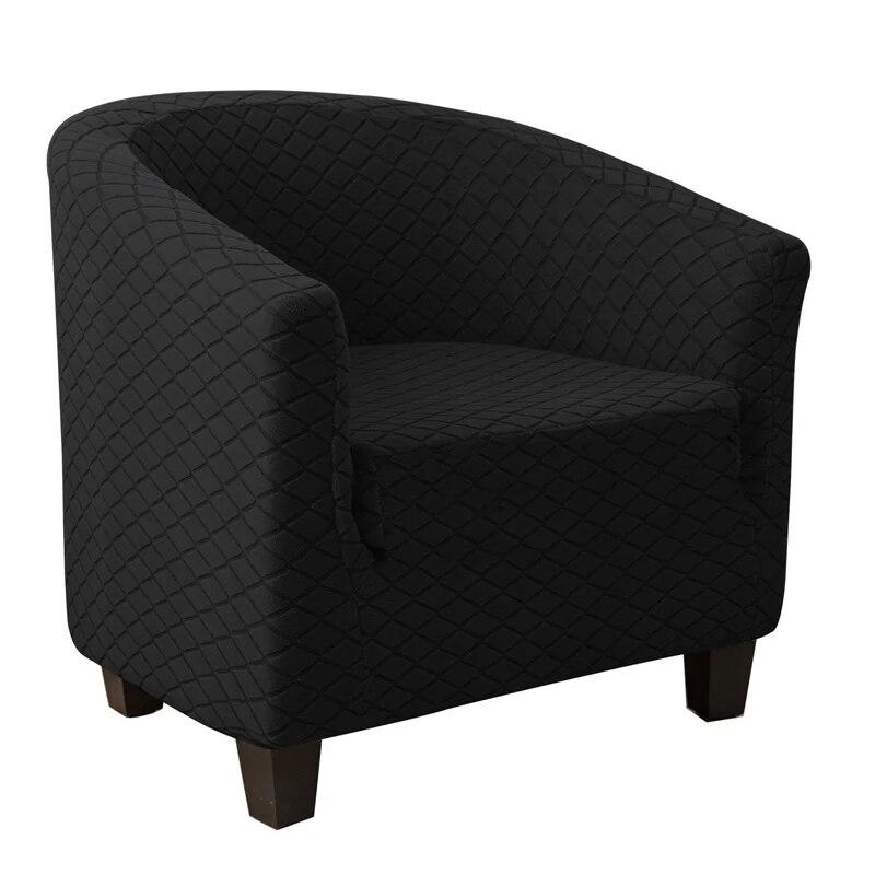 Club Chair Cover Stretch Tub Chair Slipcover Solid Color Sofa Cover Plaid Jacquard Couch Cover for Study Bar Counter Living Room
