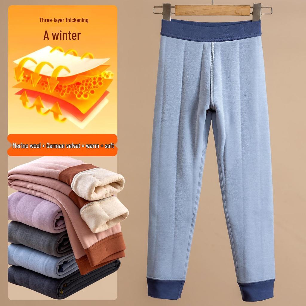Children's Thickened Velvet School Uniform Pants: Double-Sided Fleece Autumn/Winter Leggings