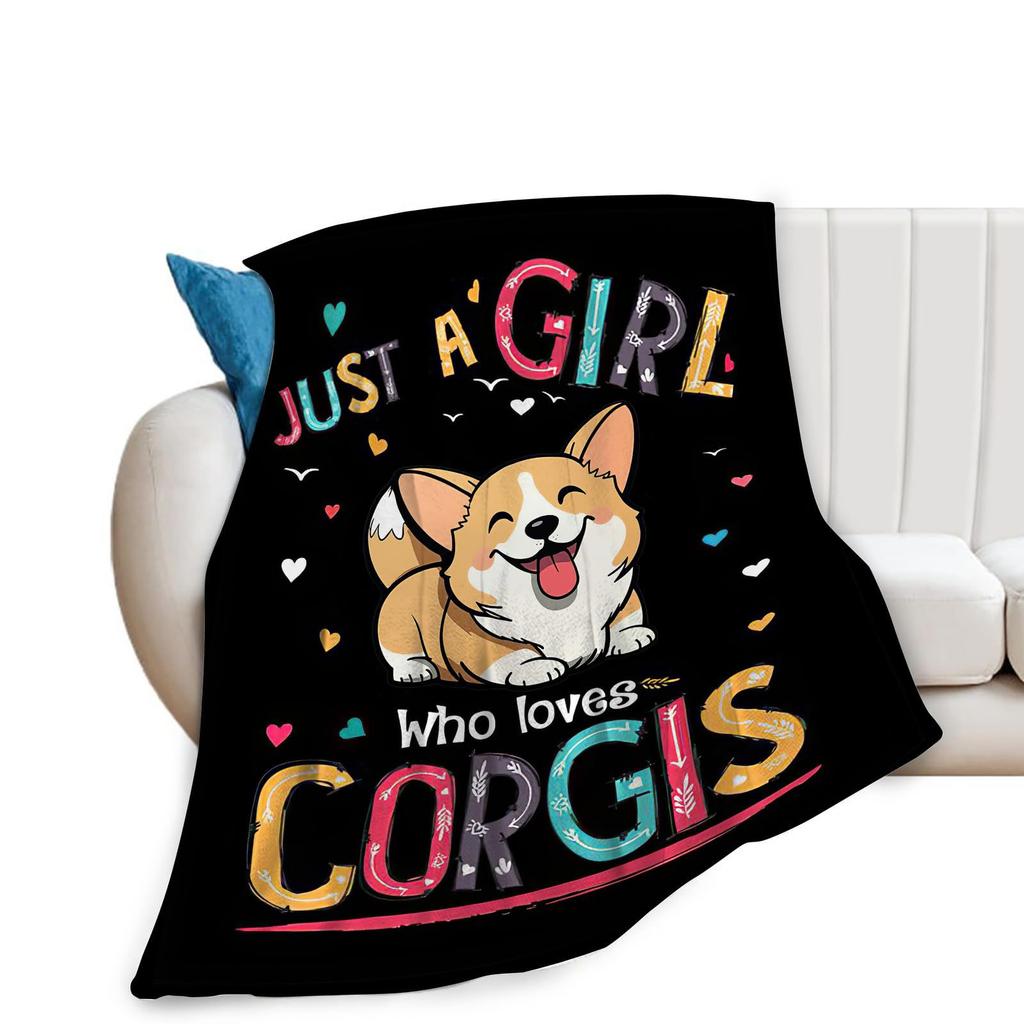 Cute Corgi Blanket Puppy Pattern Blanket Soft Flannel Blanket for Children Adult Gift Blanket