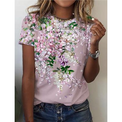 Летняя женская футболка l повседневный топ с коротким рукавом с 3D-принтом, модная футболка с круглым вырезом для женщин для отдыха