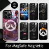 G-Game O-Overwatch Чехол для телефона iPhone17,16,15,14,13,12,11 Plus,Pro Магнитный Для Magsafe Беспроводной зарядки